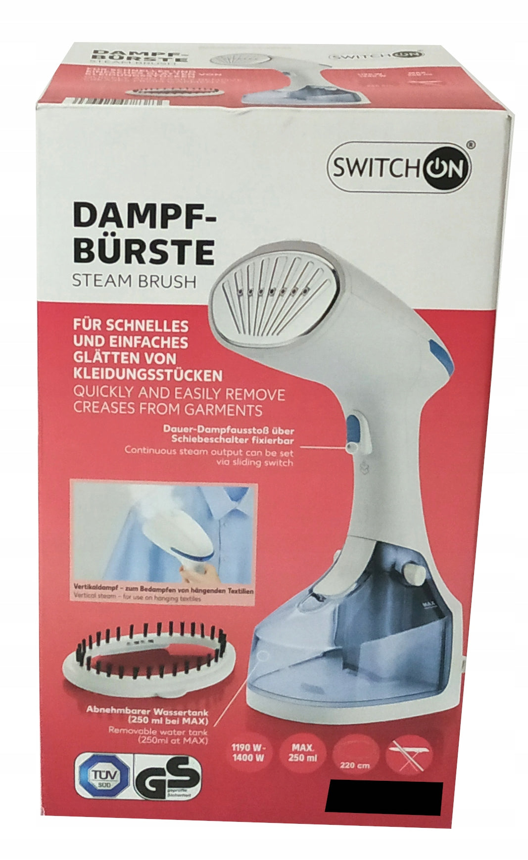 STEAMER CLOTHES STEAMER WITH BRUSH CAP 1400 IN Batteries included no