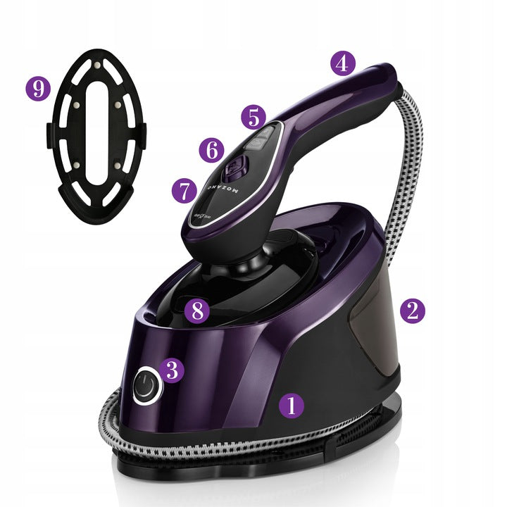 STEAMER FOR CLOTHES STEAM IRON STEAMER STEAM GENERATOR 2500W MOZANO Product depth 37 cm