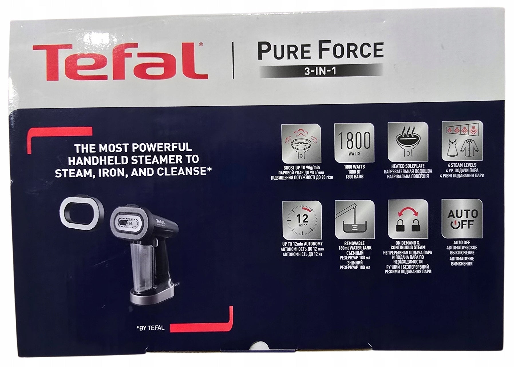STEAMER IRON TEFAL PUREFORCE 3 IN 1 1800W FIREFIGHTER AUTO-OFF Brand Tefal