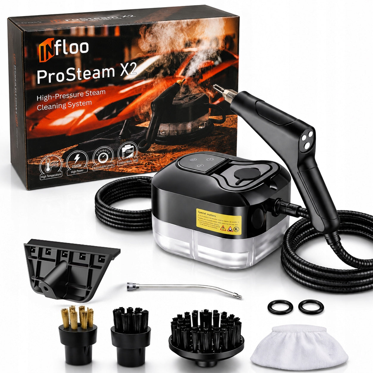 STEAMER STEAM CLEANER INfloo 2500W FOR CAR UPHOLSTERY GROUT KITCHEN CLEANER