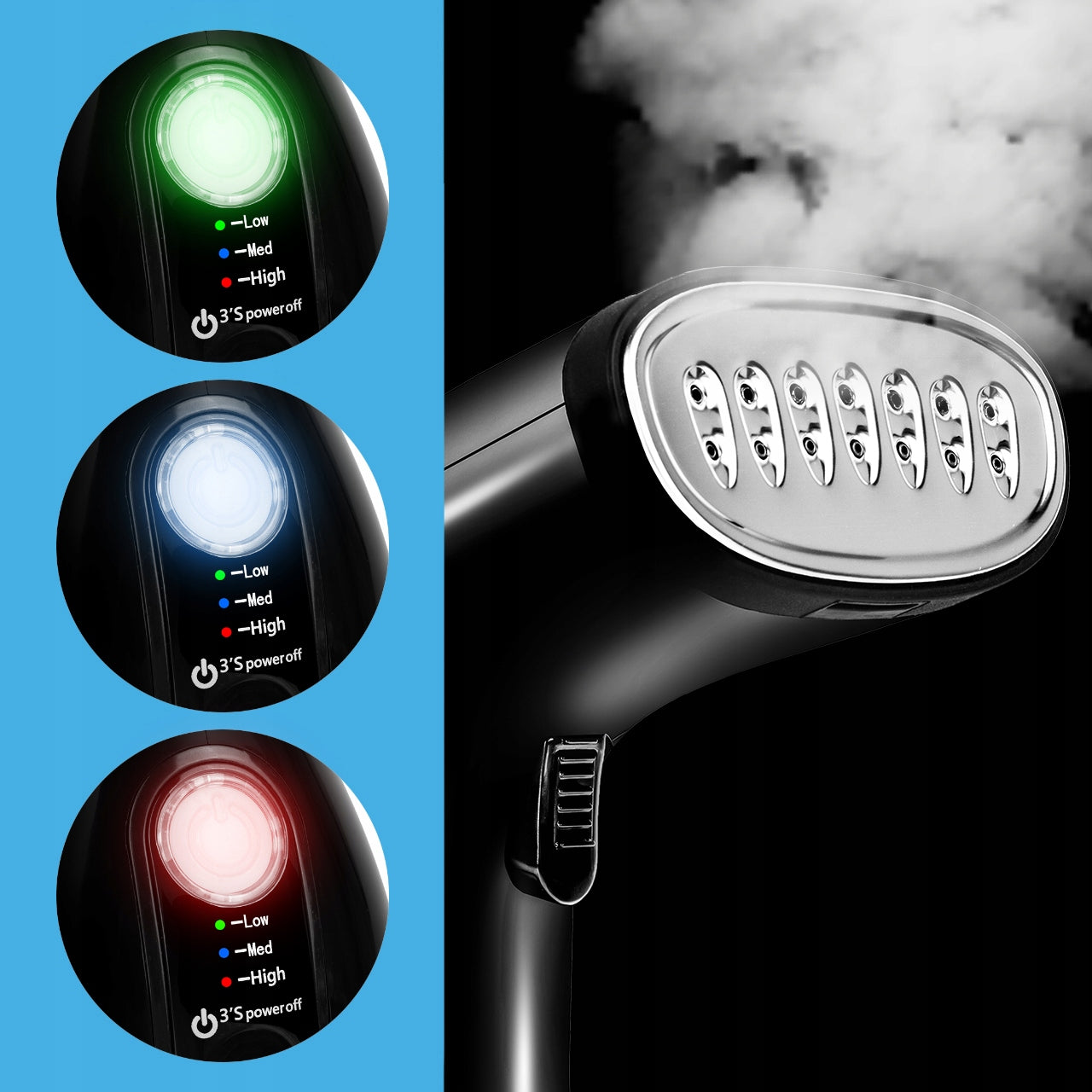 STEAMER STEAM IRON FOR CLOTHES STEAMER SET ACCESSORIES SET XL 7IN1 Dominant color black