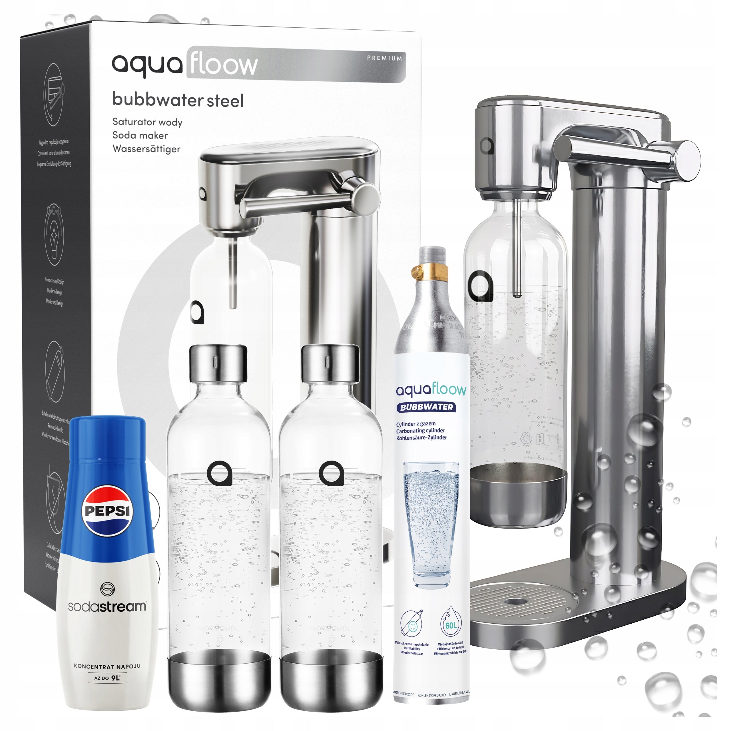 STEEL CARBONATED WATER SATURATOR 2X SODASTREAM SYRUP WATER BOTTLE