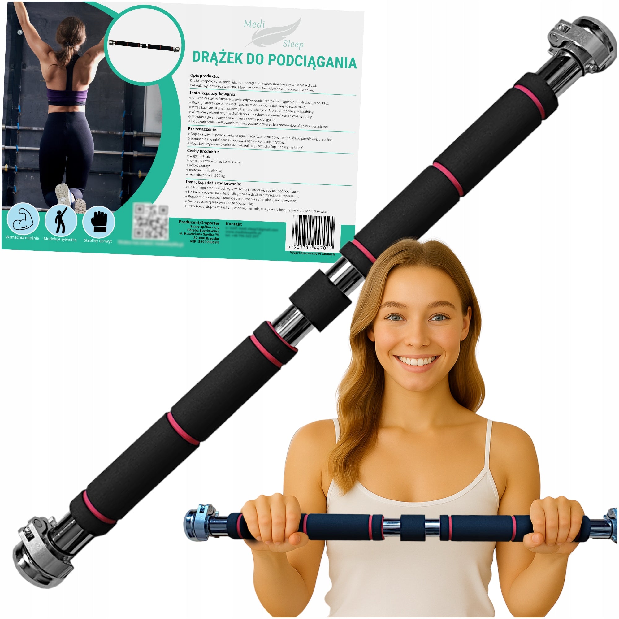 STEEL EXPANSION BAR ADJUSTABLE FOR PULL-UP MULTIFUNCTION HANDLES