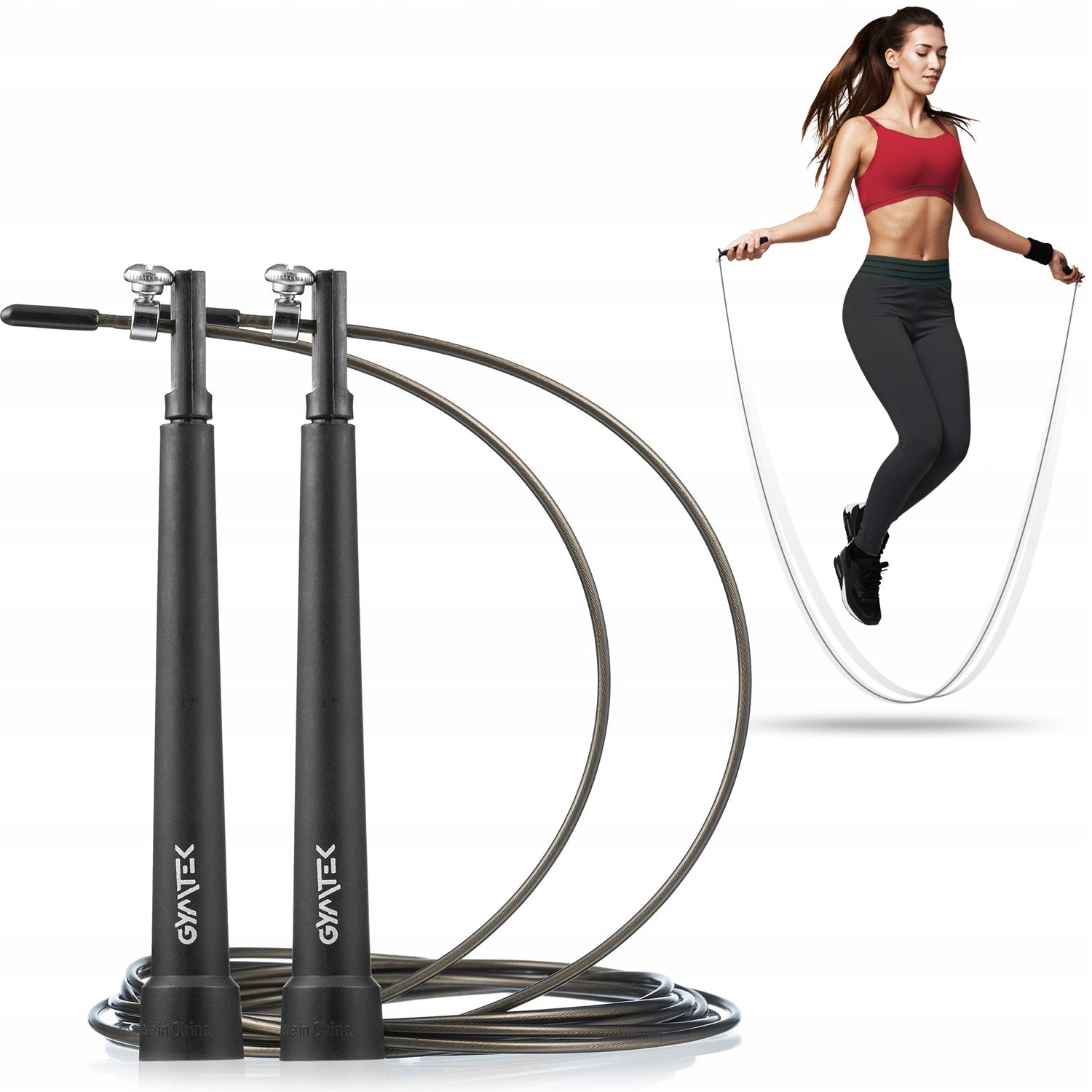 STEEL FITNESS JUMP ROPE WITH BEARINGS ADJUSTABLE GYMTEK