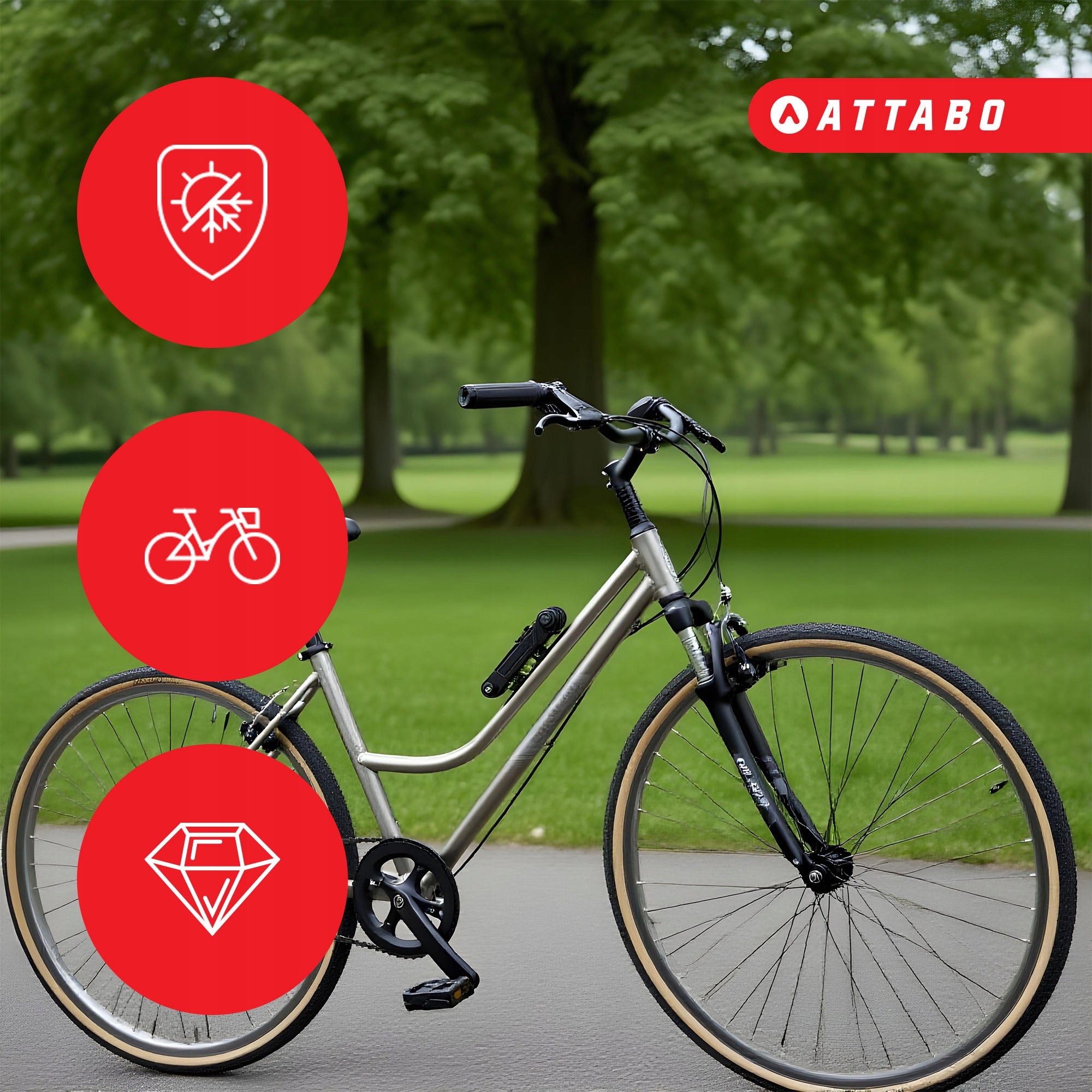 STEEL FOLDING BICYCLE CLASP SECURITY ATTABO FOR KEY F.84 cm Brand Attabo