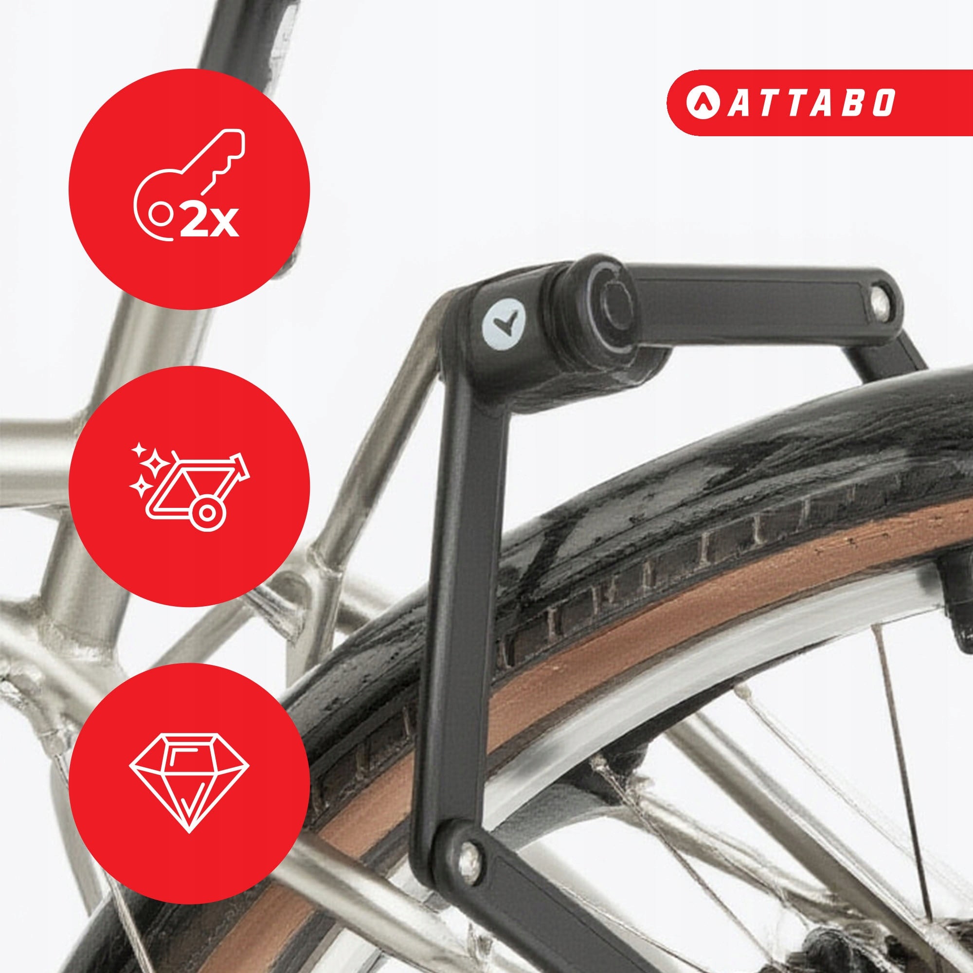 STEEL FOLDING BICYCLE CLASP SECURITY ATTABO FOR KEY F.84 cm Manufacturer code ATB-B5I076-BK