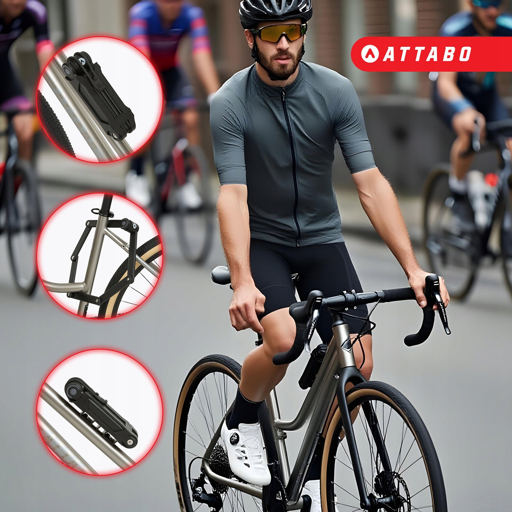 STEEL FOLDING BICYCLE CLASP SECURITY ATTABO FOR KEY F.84 cm Model F.84
