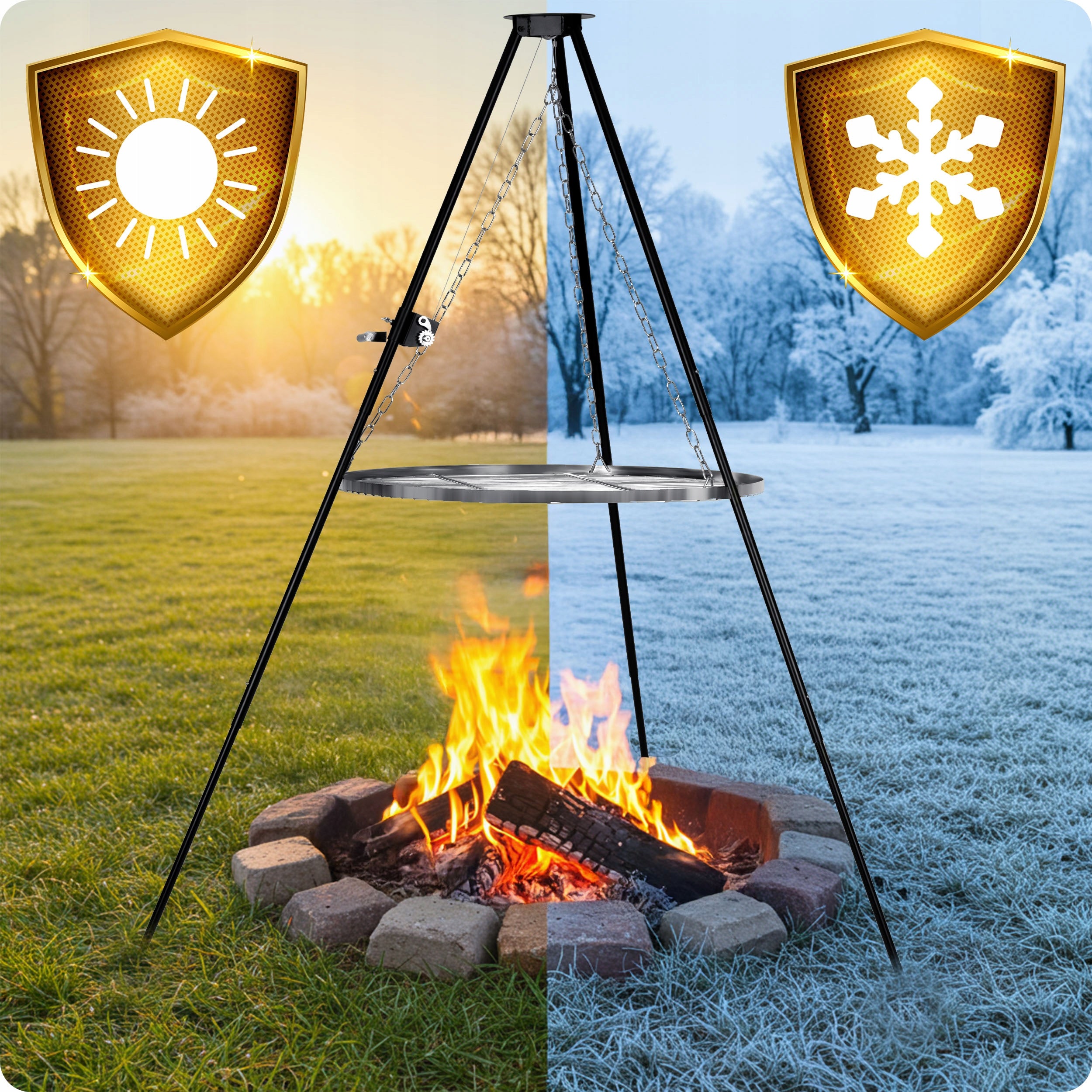 STEEL GRILL GRATE FOR FIREPLACE 80cm TRIPOD LARGE SOLID GARDEN FIREPLACE Manufacturer Berdsen