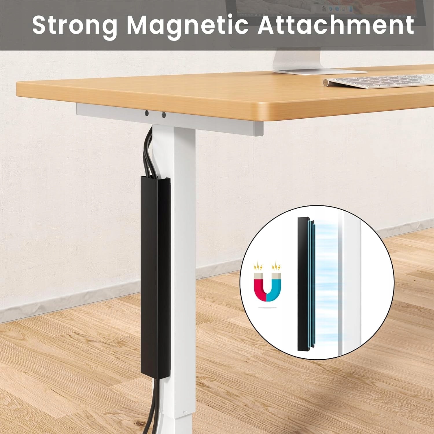 STEEL MAGNETIC CABLE CHANNEL 35,5 CM BLACK UNDER DESK Model Putilsen Mount 35,5 cm