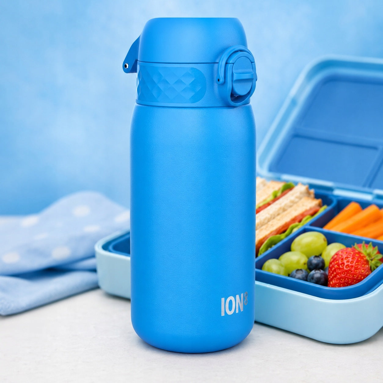 STEEL SCHOOL WATER BOTTLE PRESCHOOL BLUE BIKE ION8 0,4 l 400 ml Brand Ion8