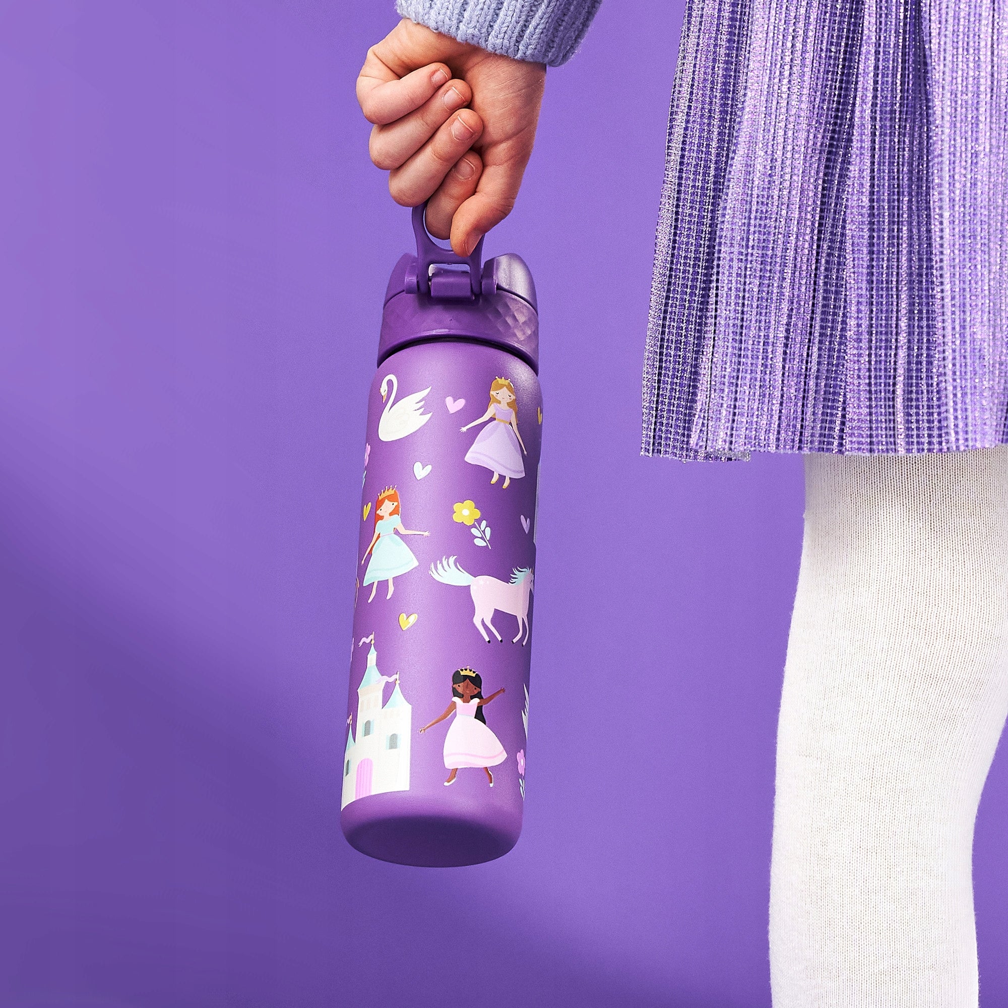 STEEL SEALED LIGHT WATER BOTTLE FOR GIRLS SCHOOL PRINCESS ION8 0,6 L Height 23.1 cm