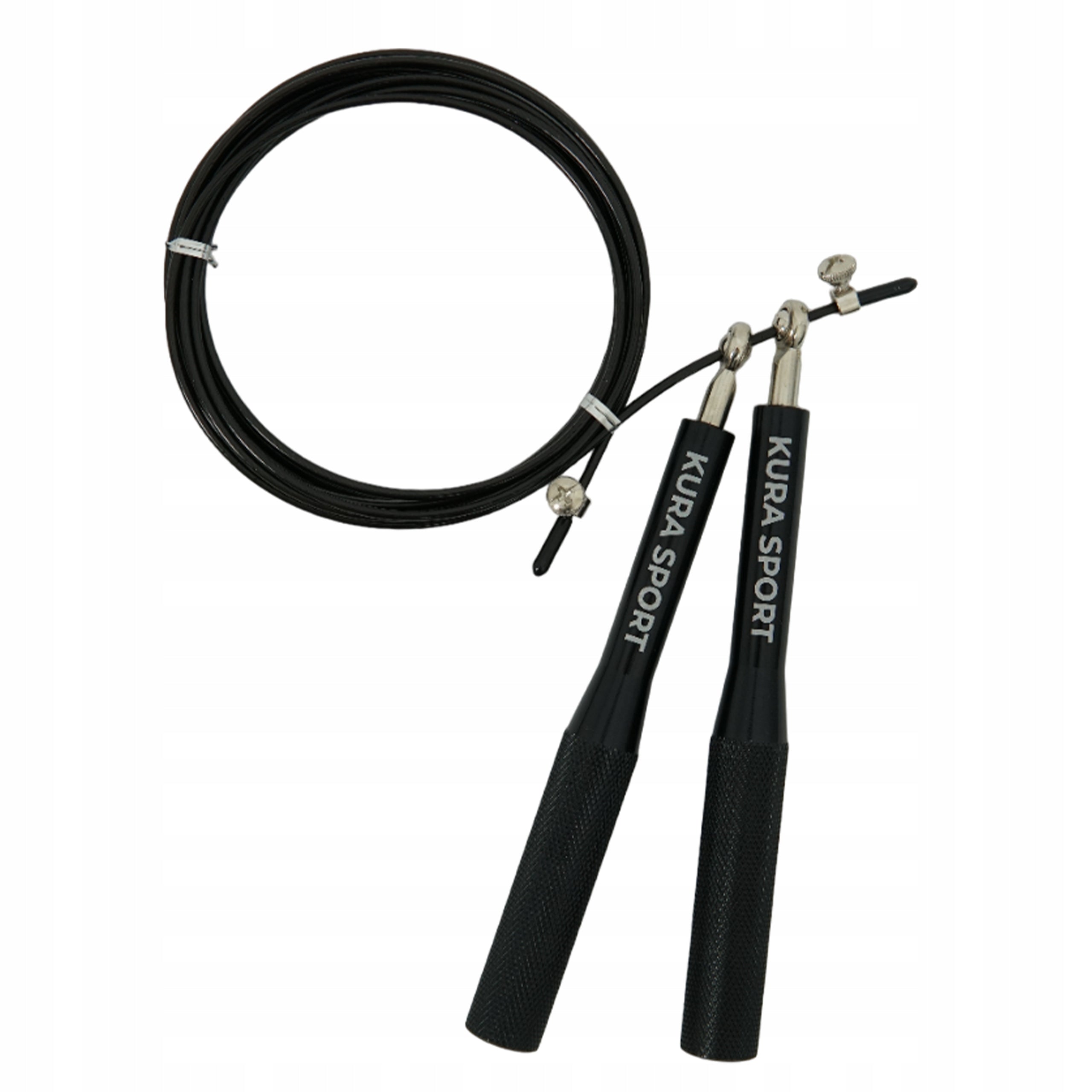 STEEL SKIPPING ROPE ADJUSTABLE CABLE 300 CM KURA SPORT Color black