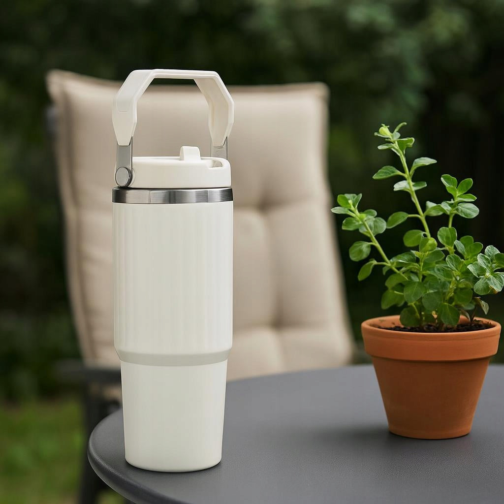 STEEL THERMOS WITH HANDLE 900 ML DOUBLE INSULATION WHITE Manufacturer code 8721037838627