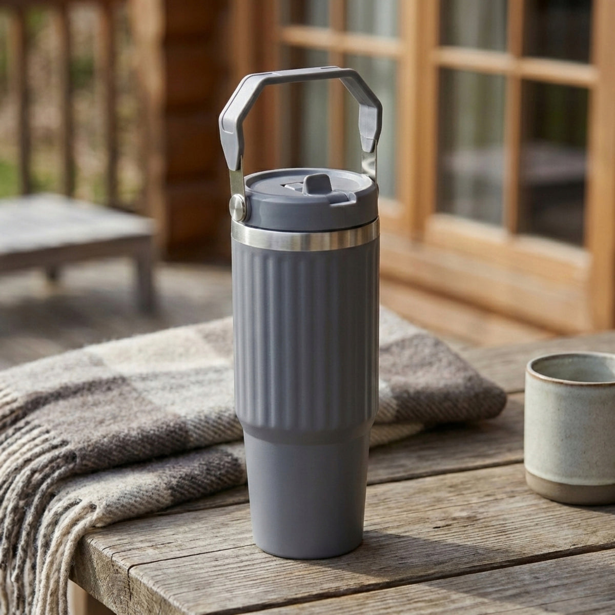 STEEL THERMOS WITH HANDLE 900 ML DOUBLE INSULATION WYM 11X10X24 CM Manufacturer code 526000170 -grey