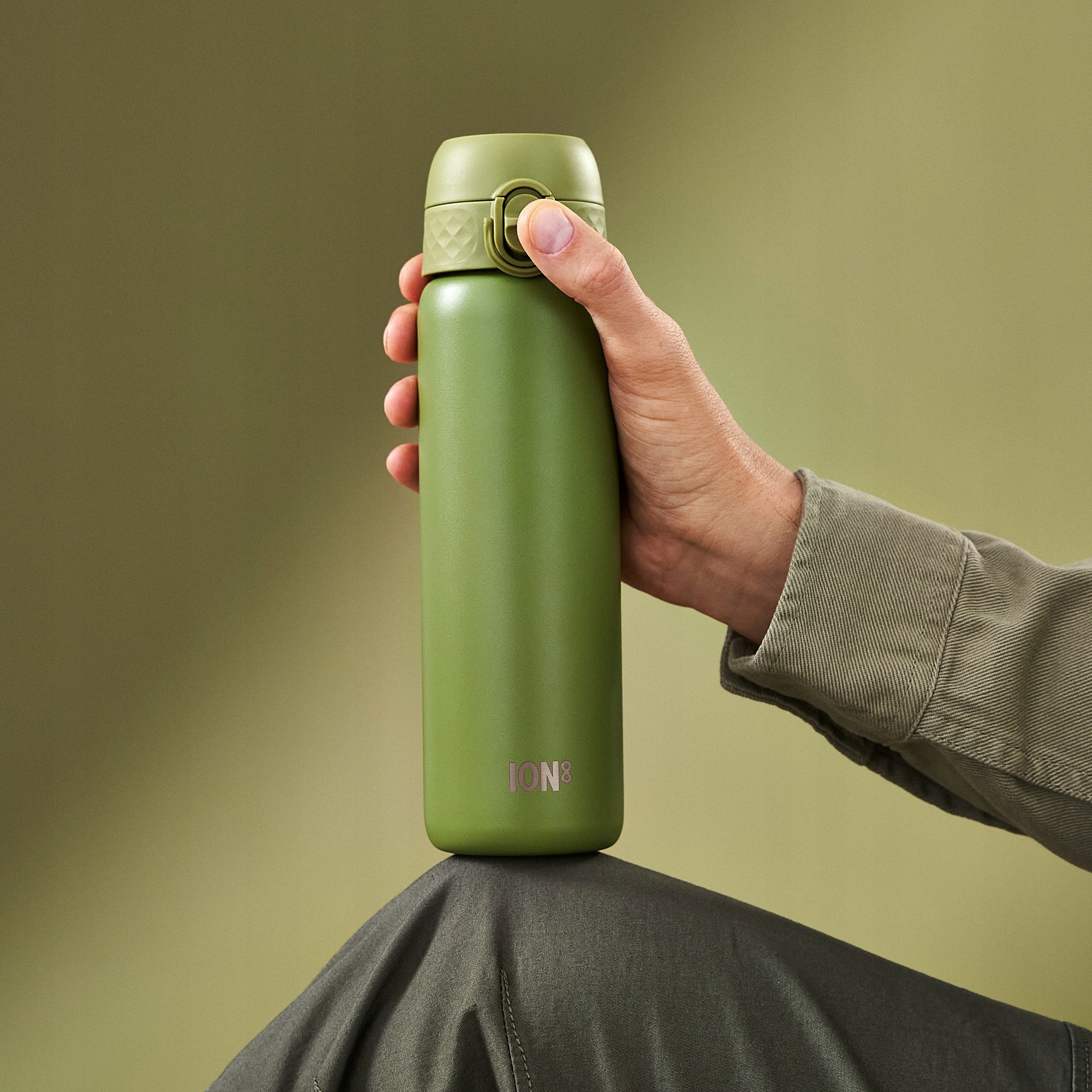 STEEL WATER BOTTLE 0,6 L -ATEST PZH- LIGHT SEALED MILITARY GREEN- ION8 600 ml Packaging status original