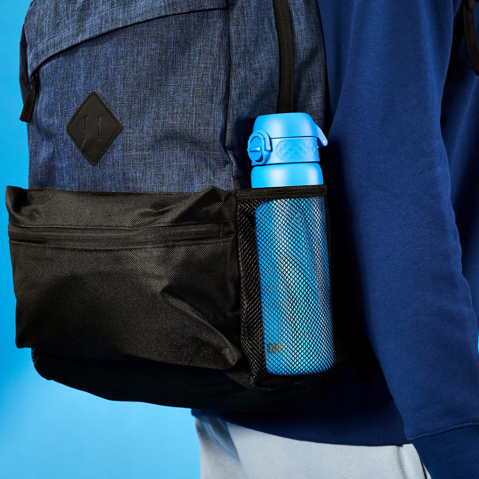 STEEL WATER BOTTLE -ATEST PZH- STAINLESS ELEGANT BLUE ION8 0,6 l 600 ml Color blue