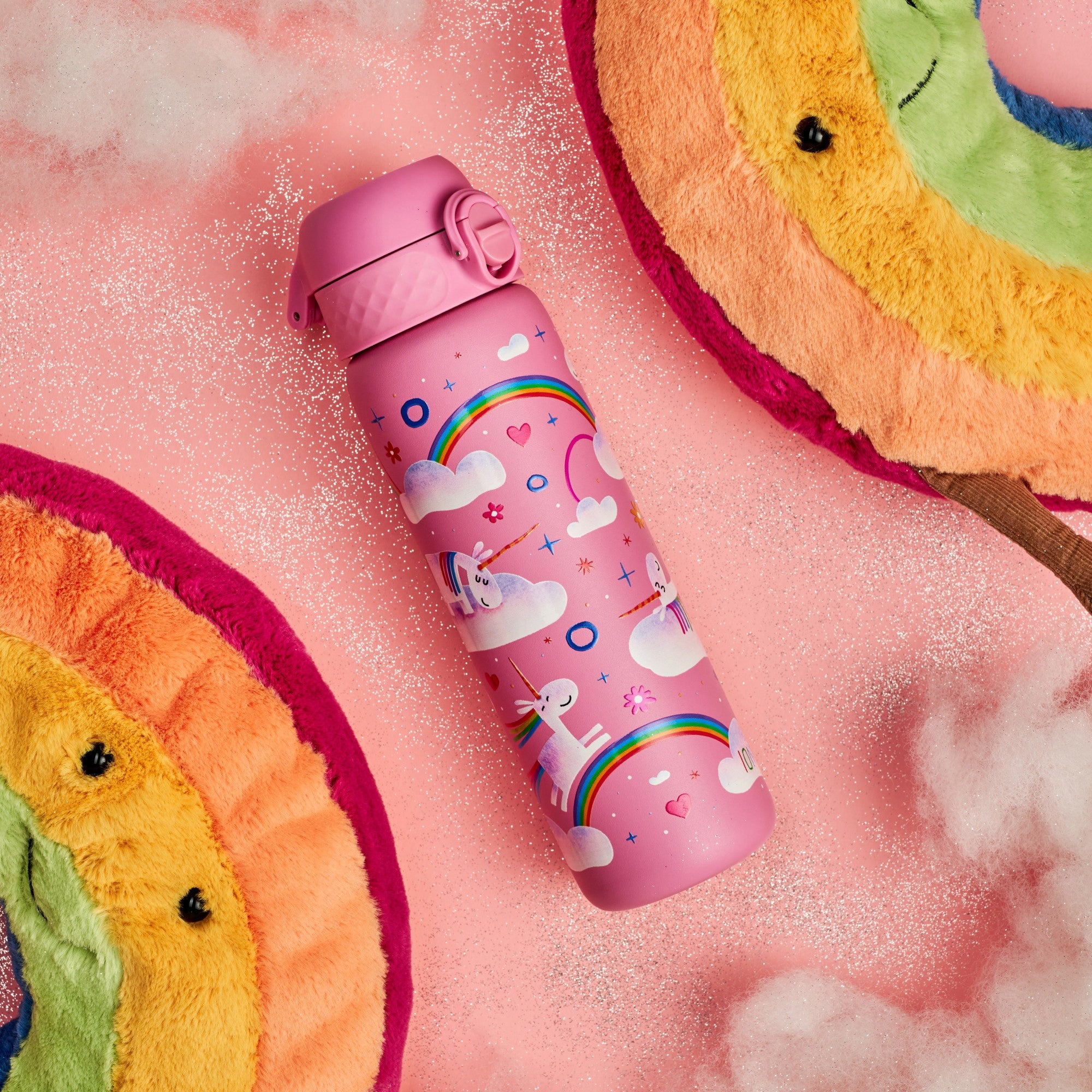 STEEL WATER BOTTLE - CERTIFIED PZH - UNICORN PONY HORSE PINK ION8 0,6 L Brand Ion8