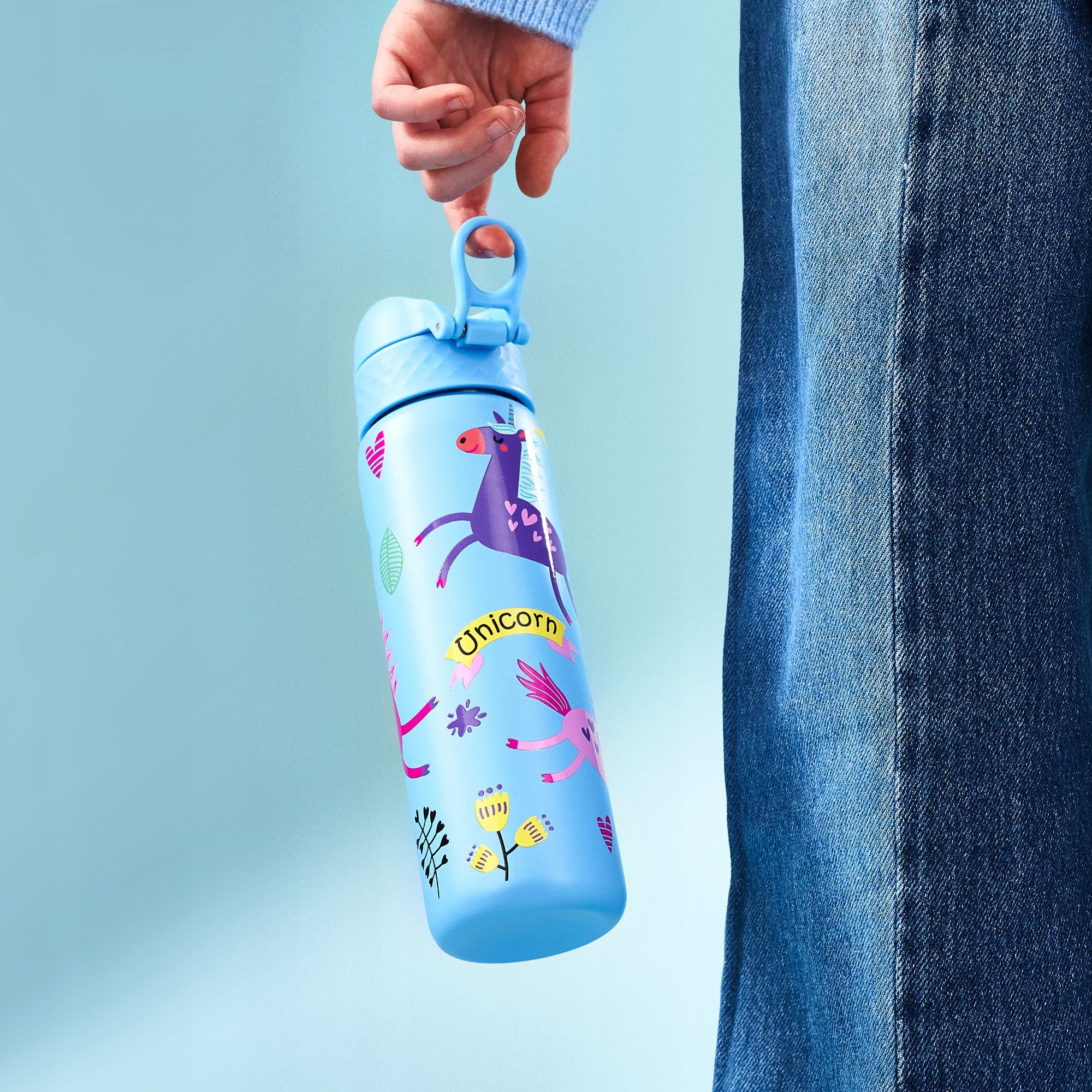 STEEL WATER BOTTLE FOR CHILDREN SEALED SCHOOL UNICORN ION8 0,6 L 600ml Height 23.1 cm