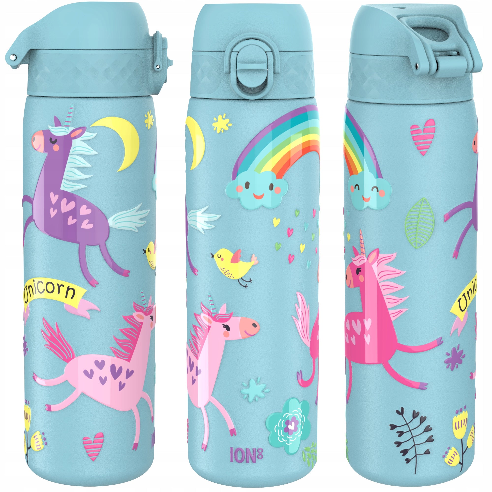 STEEL WATER BOTTLE FOR CHILDREN SEALED SCHOOL UNICORN ION8 0,6 L 600ml