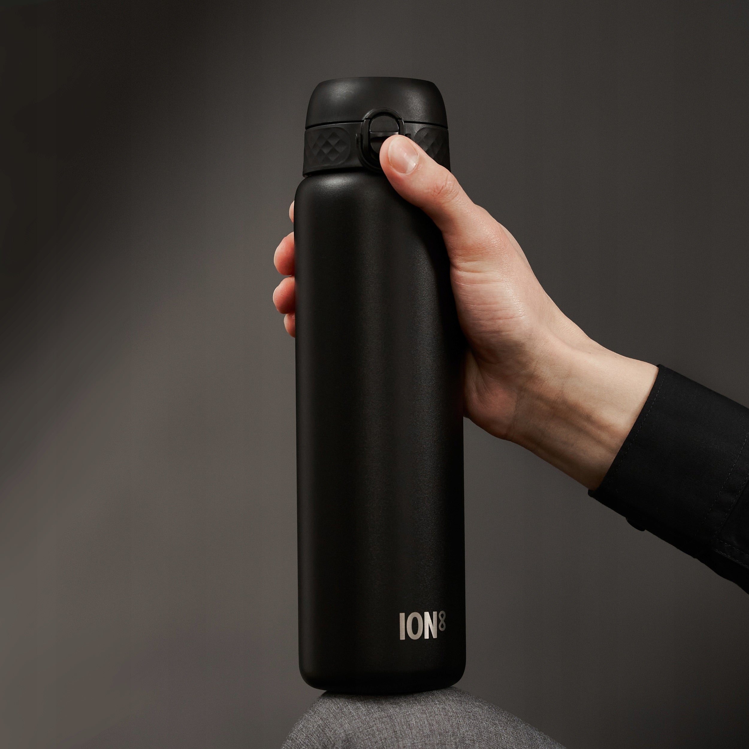 STEEL WATER BOTTLE LARGE AIRTIGHT TOURIST BLACK BOTTLE SPORT ION8 1,2 LITER Packaging status original