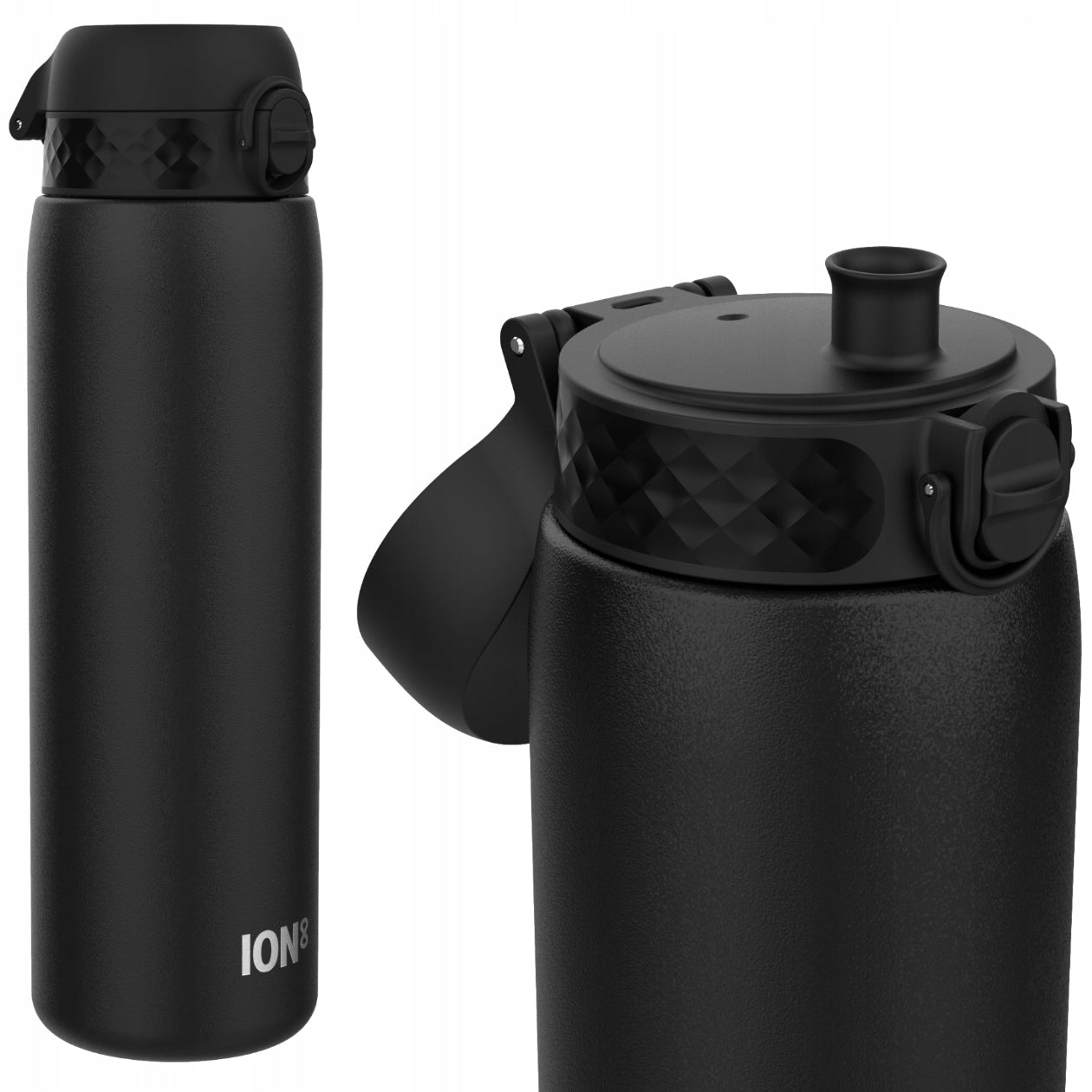 STEEL WATER BOTTLE LARGE AIRTIGHT TOURIST BLACK BOTTLE SPORT ION8 1,2 LITER