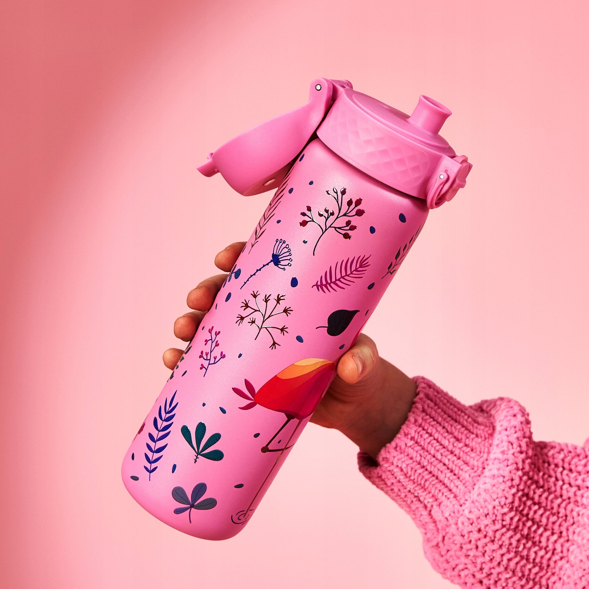 STEEL WATER BOTTLE - PZH CERTIFICATE - LIGHT SEALED - PINK FLAMINGO - ION8 0,6 L 600 ml Volume 600 ml