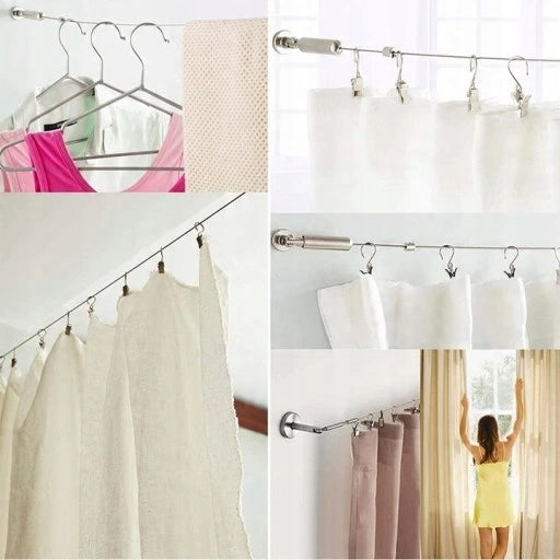 STEEL WIRE FOR CURTAINS 5M WITH MOUNTING KIT Unfolded width 5 cm