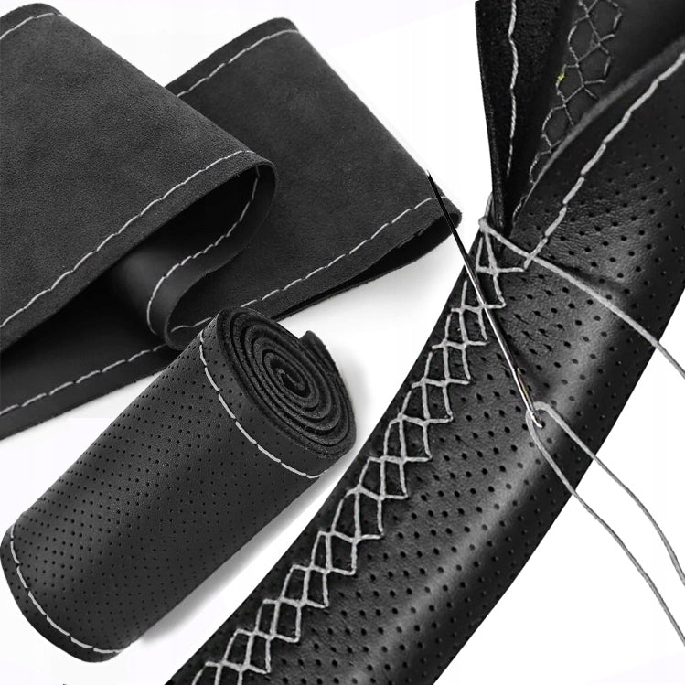 STEERING WHEEL COVER BLACK PERFORATED NIC GRAY STEERING WHEEL COVER