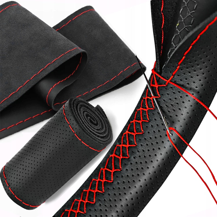 STEERING WHEEL COVER, BLACK PERFORATED STEERING WHEEL COVER.