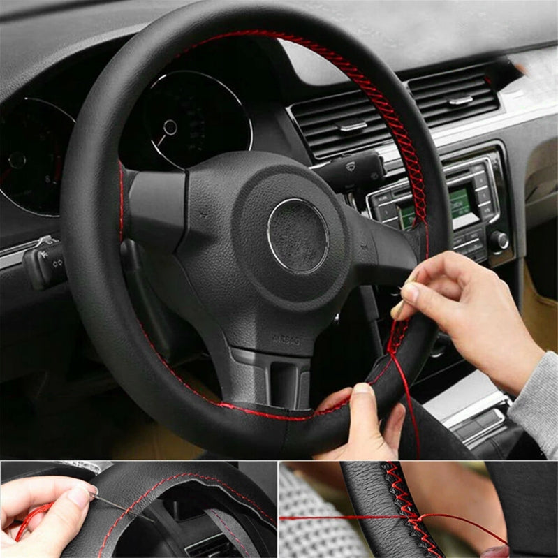 STEERING WHEEL COVER, BLACK, RED, STEERING WHEEL COVER. Product weight with unit packaging 0.09 kg