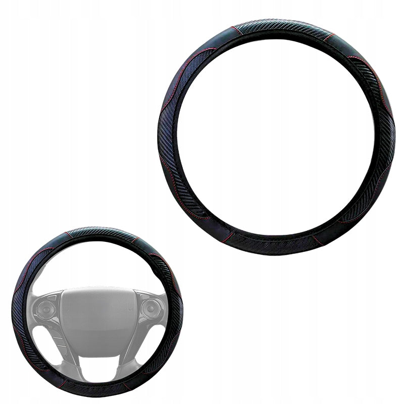 STEERING WHEEL COVER BLACK UNIVERSAL CARBON COVER 36-38 CM ROLLED