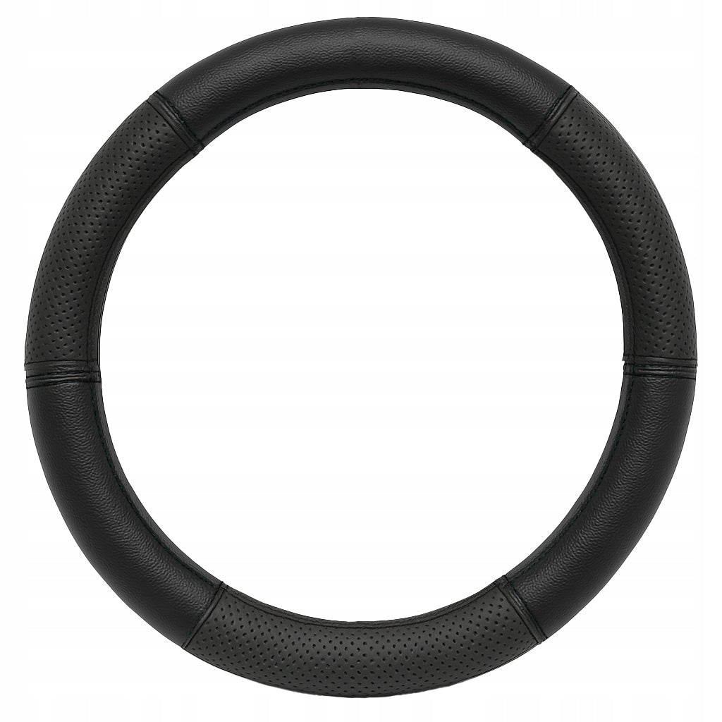 STEERING WHEEL COVER LEATHER COVER BLACK LEATHER 6 PIECES 37-38 CM Product weight with unit packaging 0.1 kg