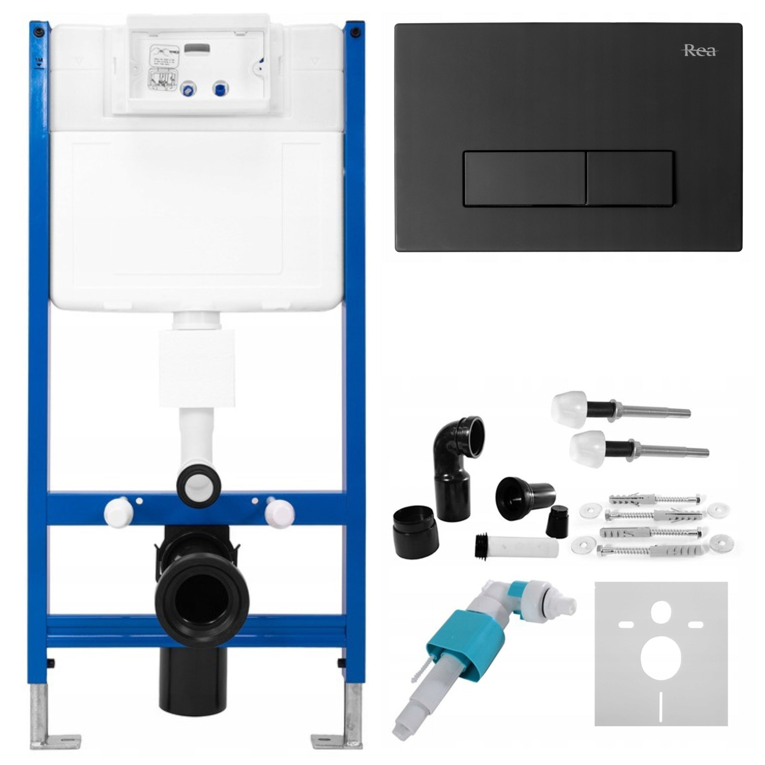 WC-Wandmontageset mit H-Knopf Schwarz 