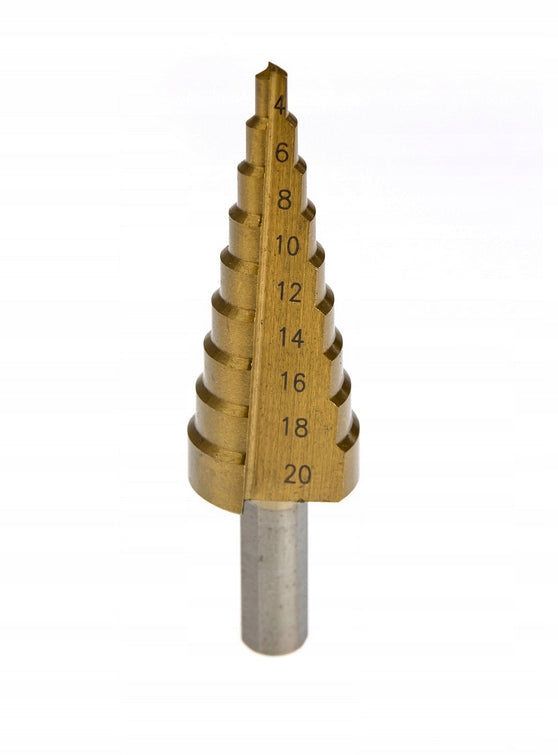 STEP CONICAL DRILL BIT GRADUATED CHRISTMAS TREE HSS TITANIUM 4-20 MM DRILL BIT EAN (GTIN) 5906284253208