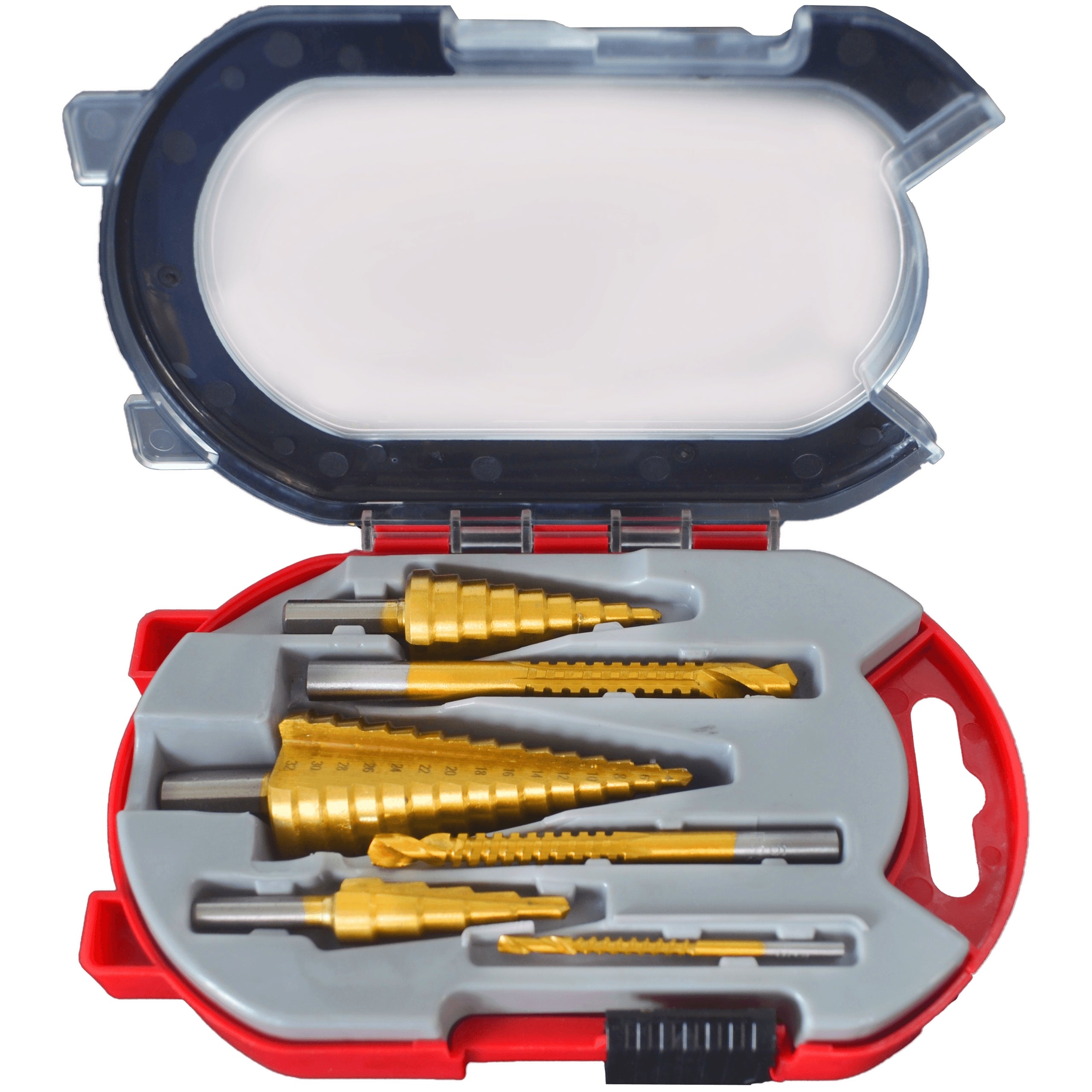 STEP DRILL BITS CONICAL FORAMINIFERA FOR METAL 4-32 MM WITH CUTTERS 6PCS HOLDX EAN (GTIN) 5906638583227
