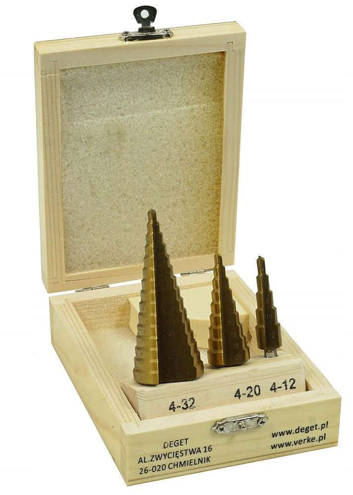 STEP DRILL BITS CONICAL SPIRAL CHRISTMAS TREE METAL DRILL BIT SET 4-32mm EAN (GTIN) 5904673572121