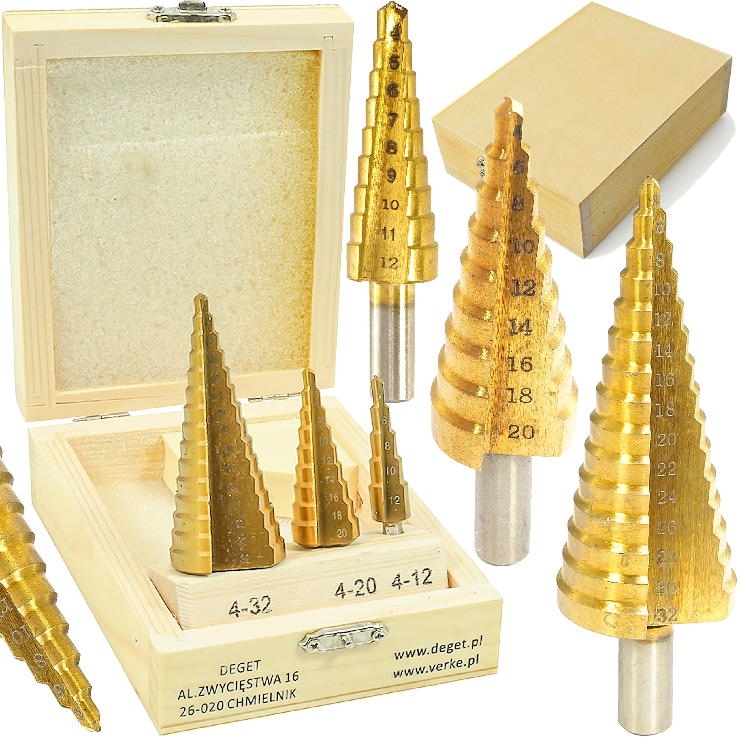 STEP DRILL BITS CONICAL SPIRAL CHRISTMAS TREE METAL DRILL BIT SET 4-32mm