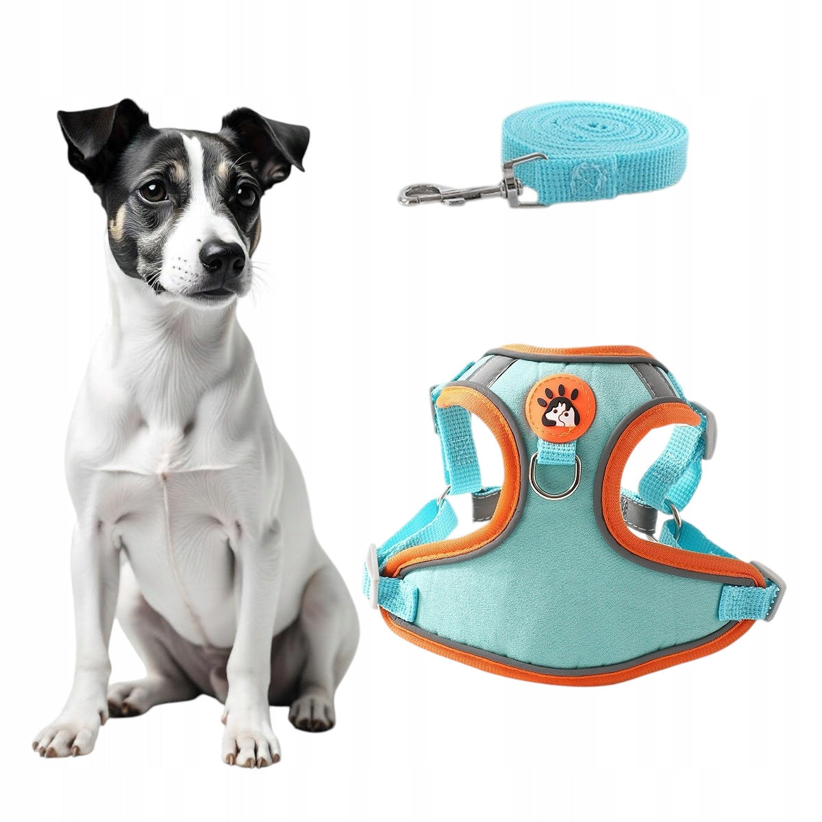 STEP IN PRESSURE-FREE HARNESS WITH DOG LEASH BREATHABLE SIZE M