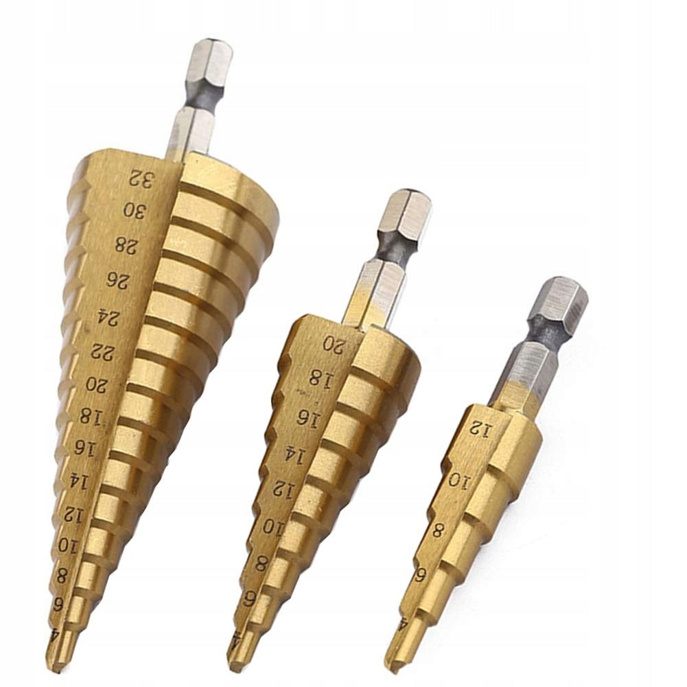 STEP TAPERED DRILL BITS FOR METAL SET OF 3