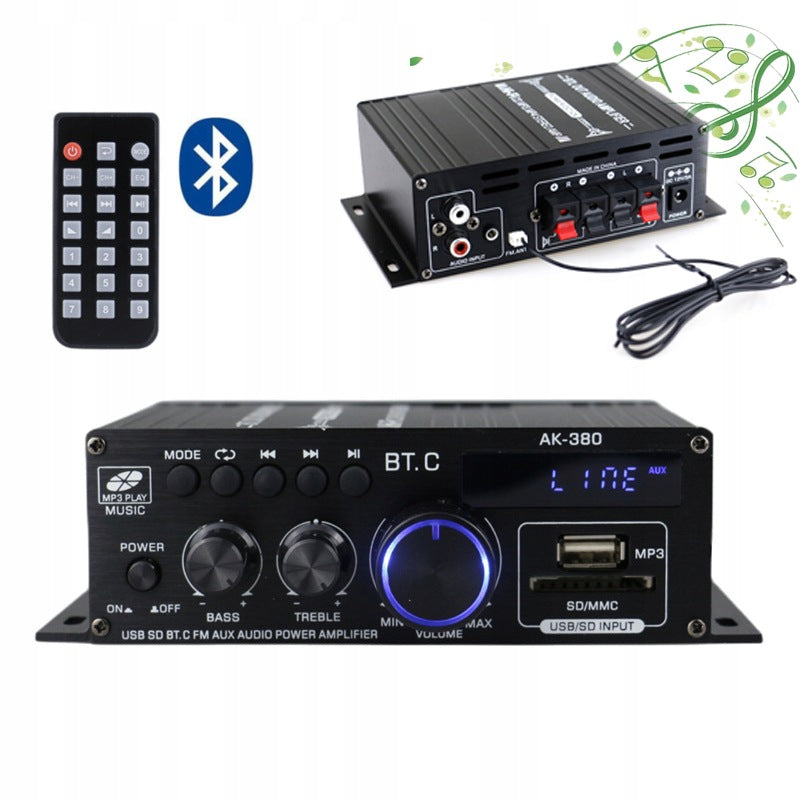 STEREO AMPLIFIER SOUND BLUETOOTH RADIO FM INPUT SD/USB 2 CHANNELS