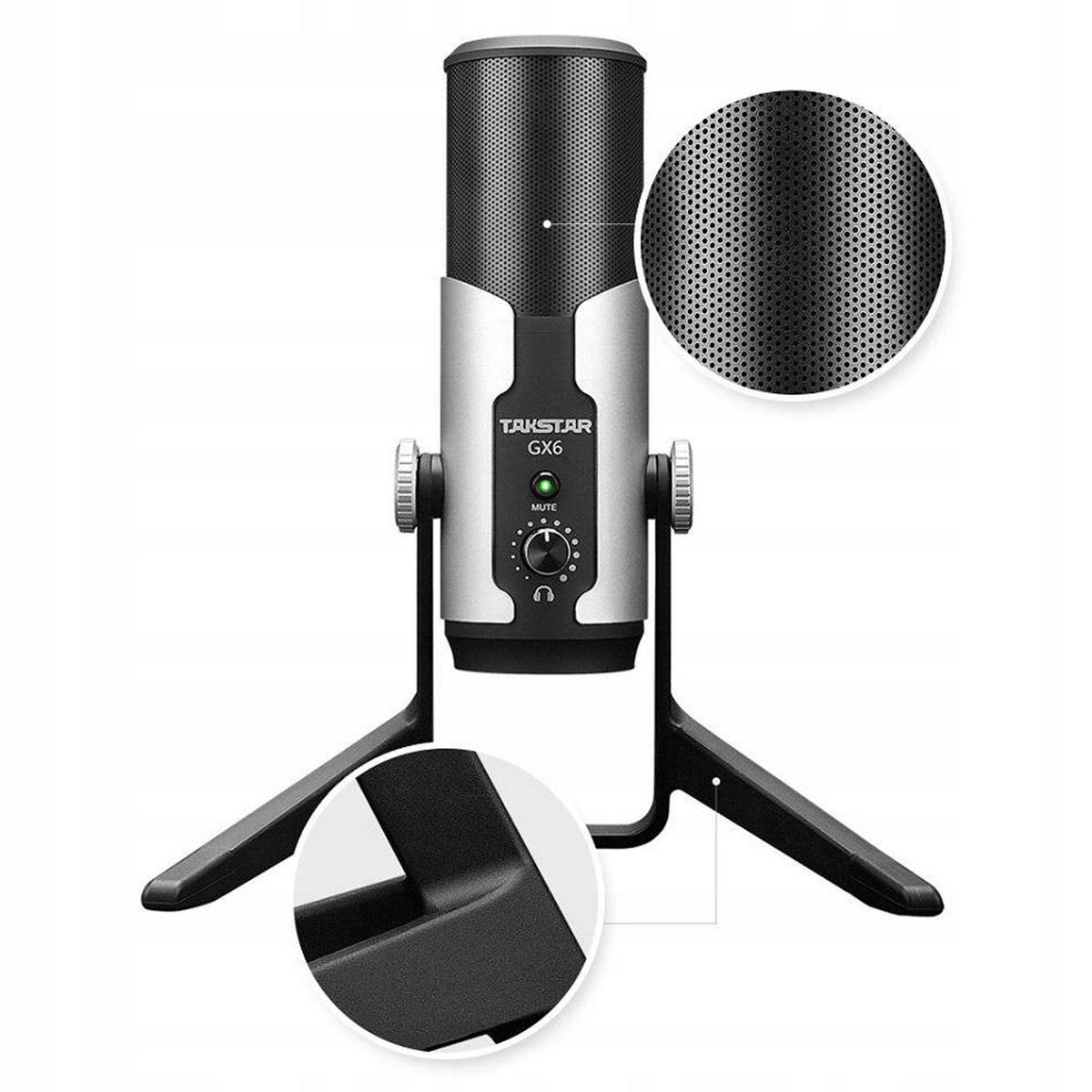 STEREO CONDENSER MICROPHONE USB PROFESSIONAL 4 MODES TAKSTAR GX6 Batteries included no