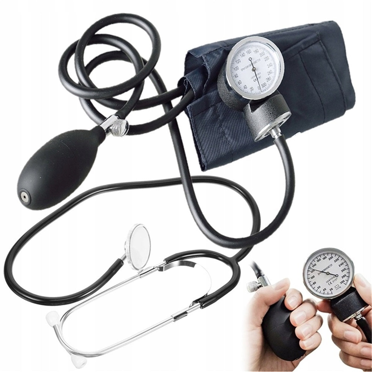 STETHOSCOPE WITH BLOOD PRESSURE MONITOR BLACK FOR HOME PORTABLE WITH CASE Medical device no
