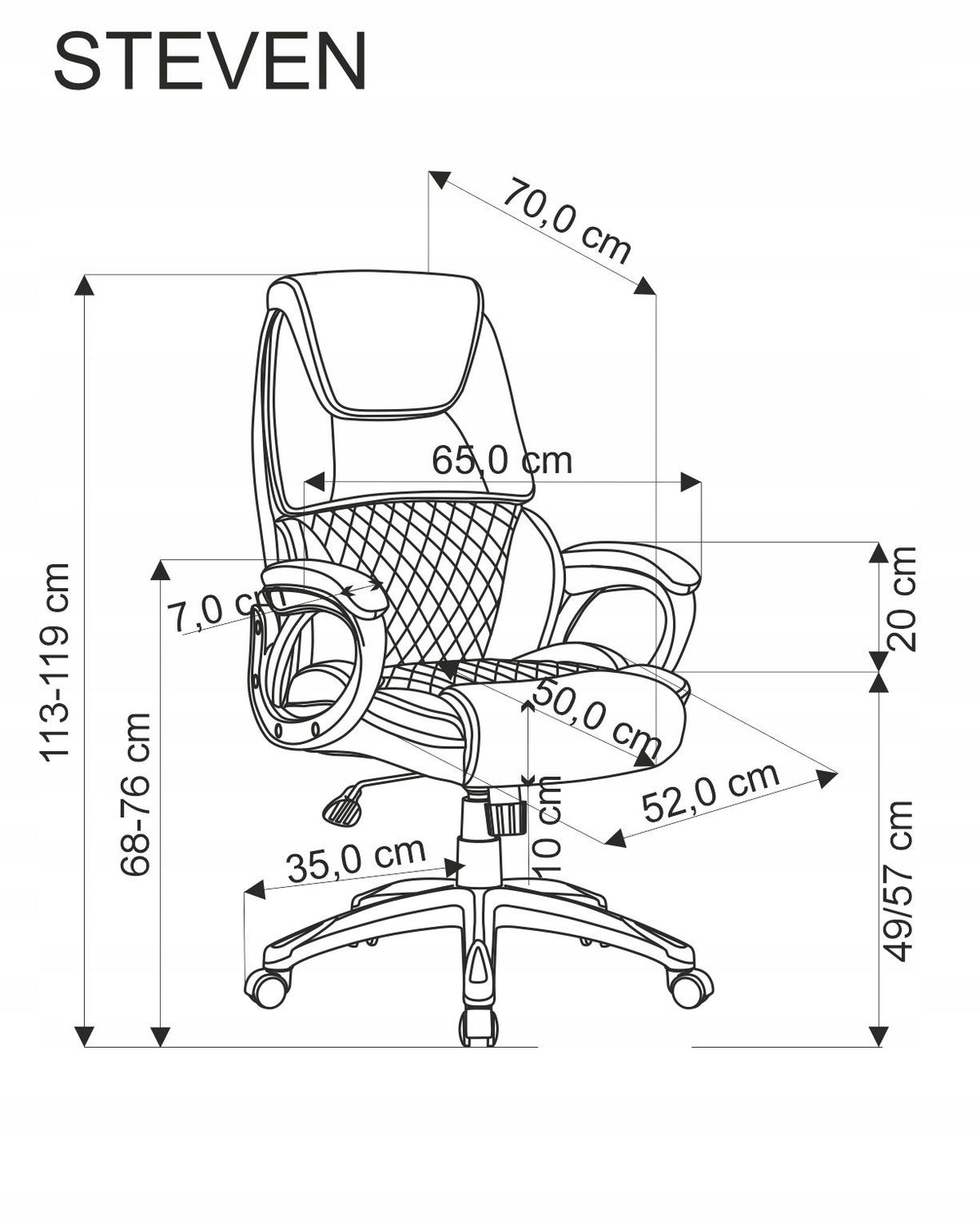 STEVEN Cabinet Gaming Swivel Chair Black Ash for Desk Brand Halmar