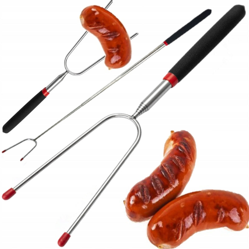 STICK SAUSAGE STICK TELESCOPIC FORK FOR BONFIRE FOLDING BBQ