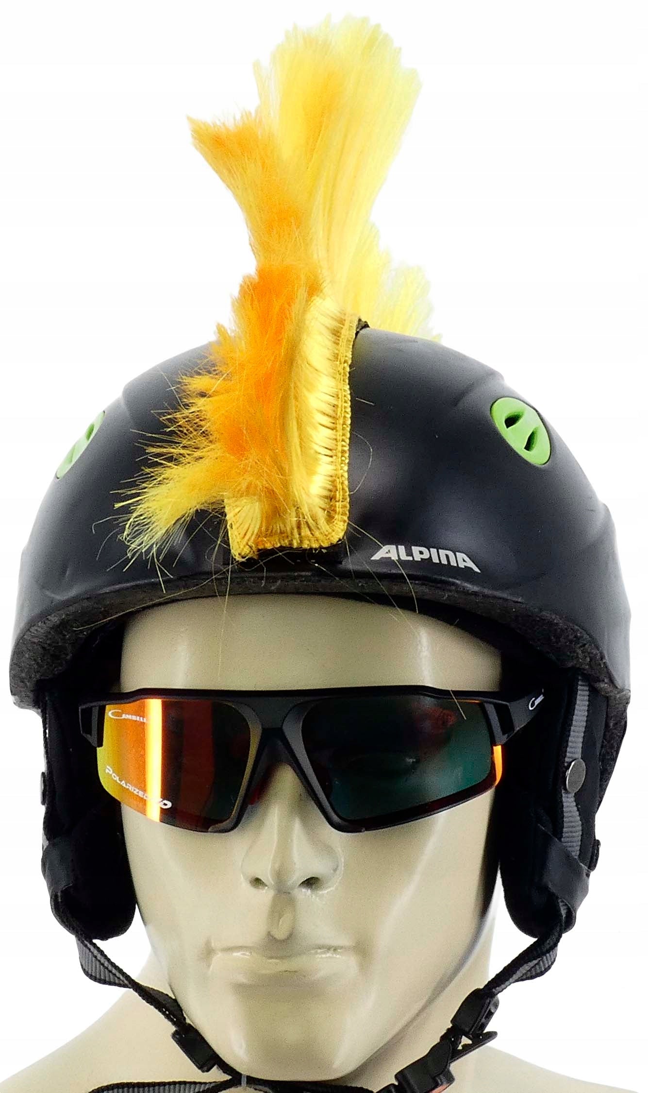 STICKER DECORATIVE MOHAWK COVER FOR MOTORCYCLE HELMET YELLOW UNISEX FURRY Packaging status original