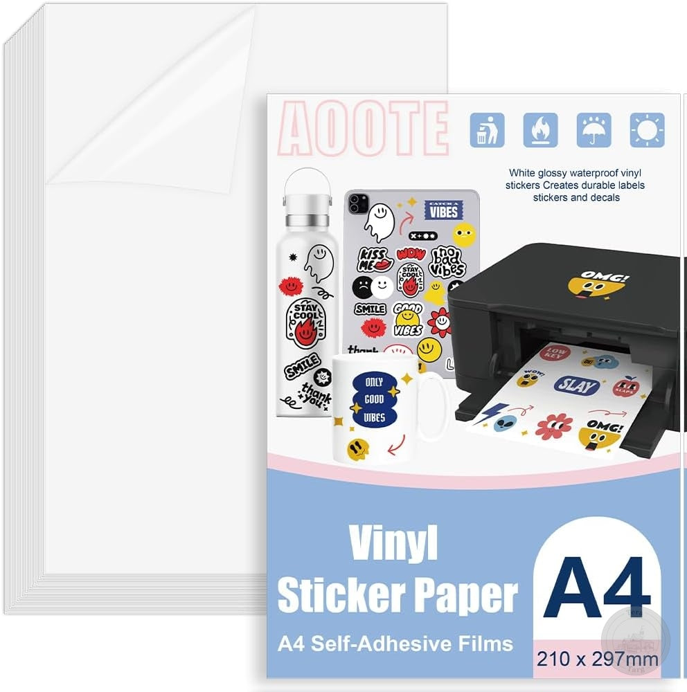 STICKERS A4 SELF-ADHESIVE PAPER TRANSPARENT WATERPROOF 26 SHEETS FLASH