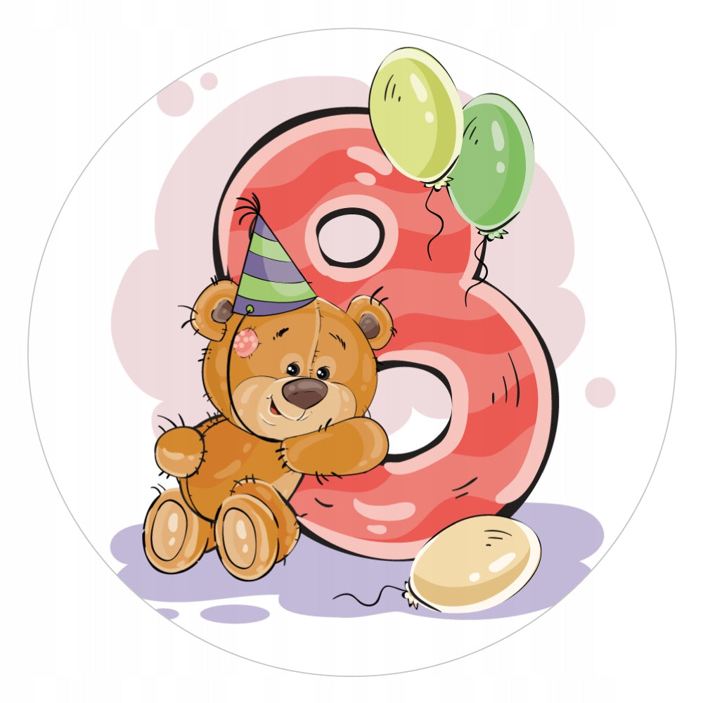 STICKERS BIRTHDAY 8 YEARS CHILDREN BALL CARD PACK OF 8