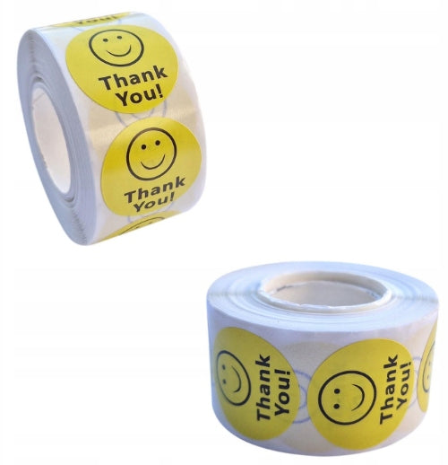 STICKERS SMALL THANK YOU DECORATIVE ROUND YELLOW THANK YOU FOR PACKAGES 500PCS