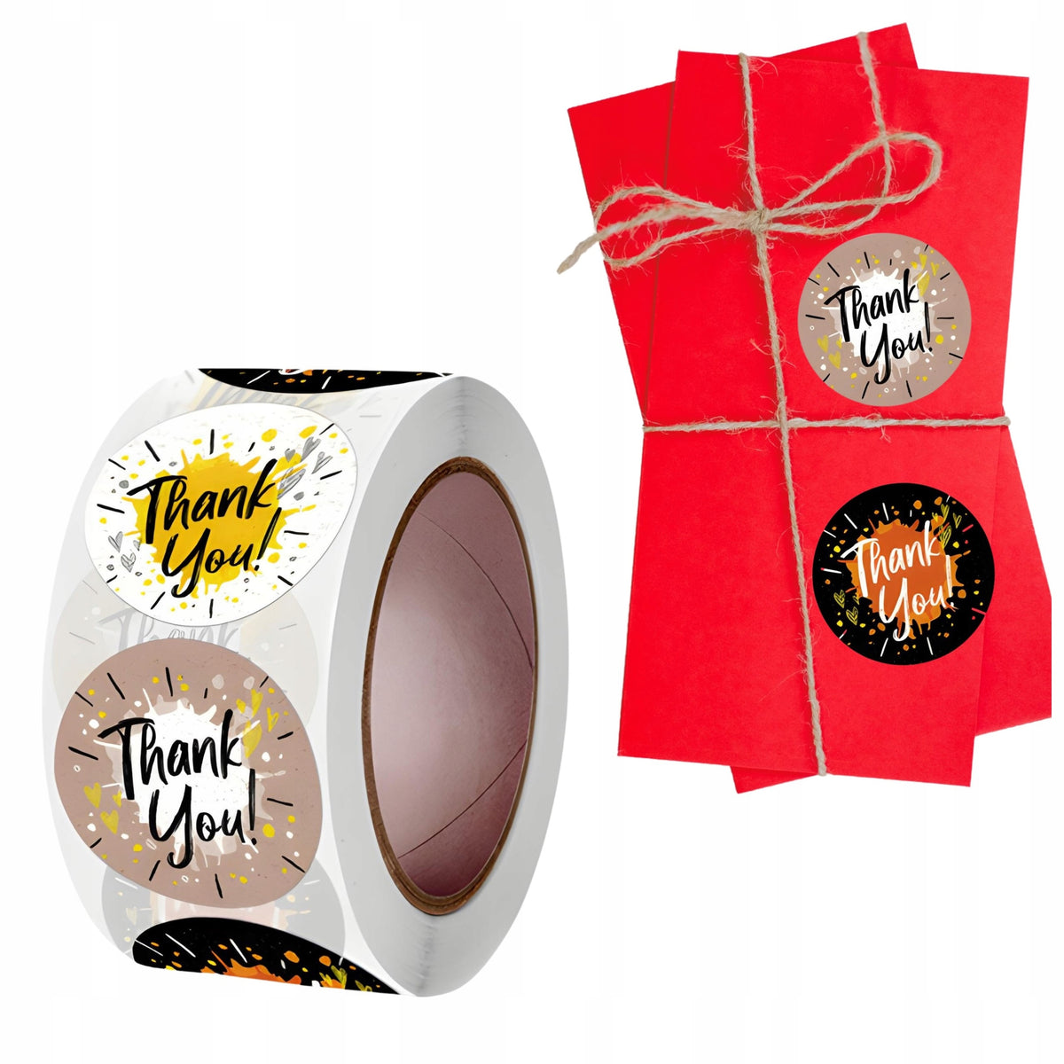STICKERS THANK YOU DECORATIVE LABELS ROUND 25MM THANK YOU MIX 500 PIECES