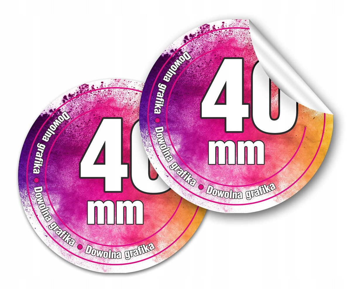 STICKERS WITH LOGO diameter 40mm 200 pcs stickers YOUR LOGO foil flash